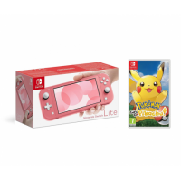 Nintendo Switch Lite Coral + Pokemon Let's Go Pikachu!