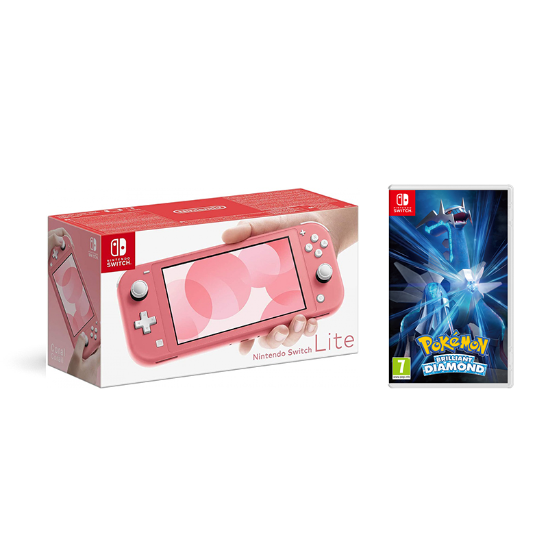 Nintendo Switch Lite Coral + Pokemon Brilliant Diamond