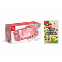 Nintendo Switch Lite Coral + New Super Mario Bros U Deluxe