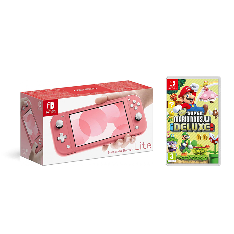 Nintendo Switch Lite Coral + New Super Mario Bros U Deluxe